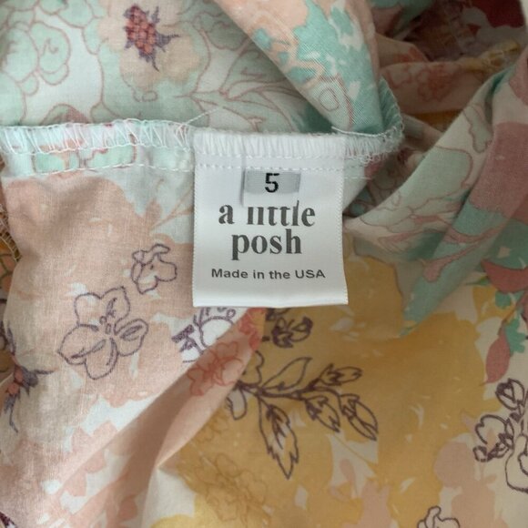 A Little Posh Size 5 Girl’s Multicolored Dress Adjustable Knotted Straps Floral - Picture 7 of 8